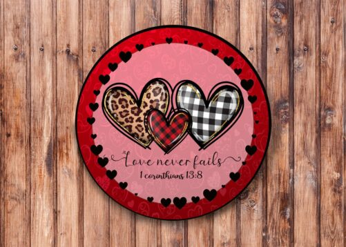 Love Never Fails Wreath Sign