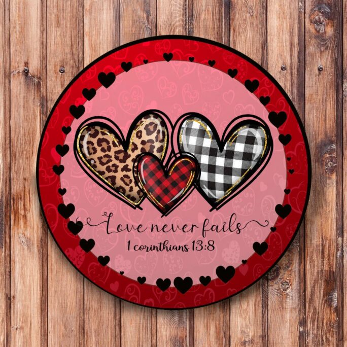 Love Never Fails Wreath Sign