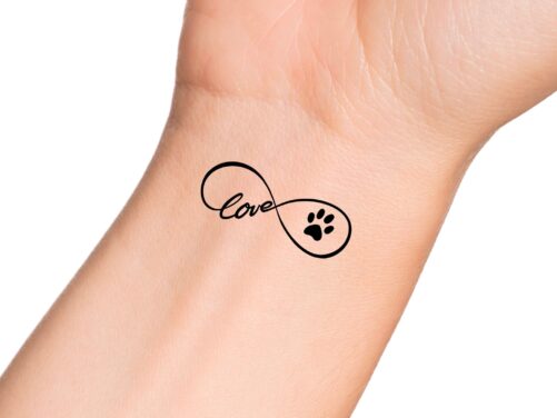 Love Paw Print Infinity Temporary Tattoo