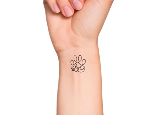 Love Paw Print Temporary Tattoo