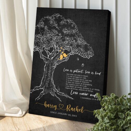 Love Quotes | 1 Corinthians 13 Is Patient Bible Verse Engagement Gift Bedroom Wall Art I You Sign