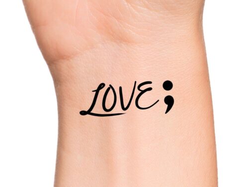 Love Semicolon Temporary Tattoo