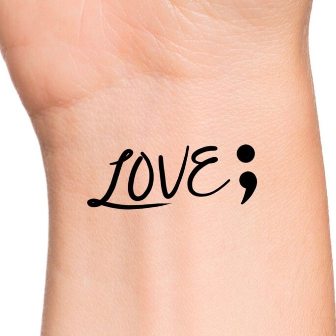 Love Semicolon Temporary Tattoo