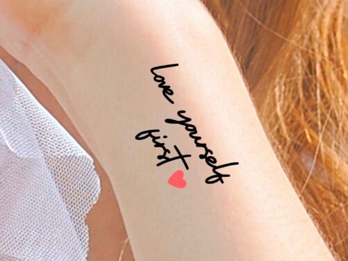 Love Yourself First Heart Temporary Tattoo