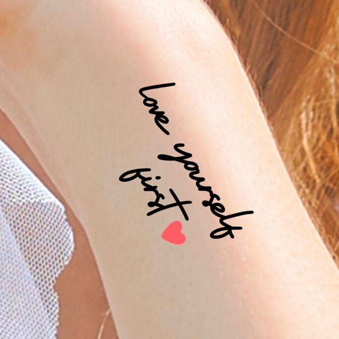 Love Yourself First Heart Temporary Tattoo