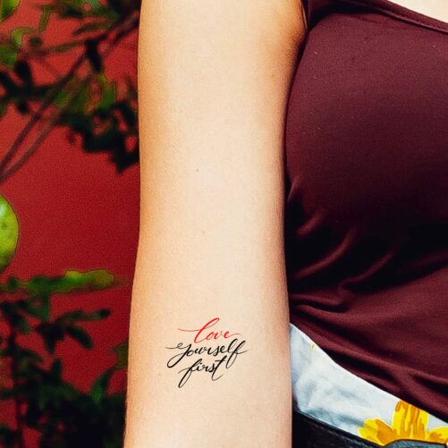 Love Yourself First Temporary Tattoo/Love Tattoo & Friendship Heart Self