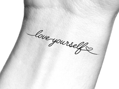 Love Yourself Heart Temporary Tattoo