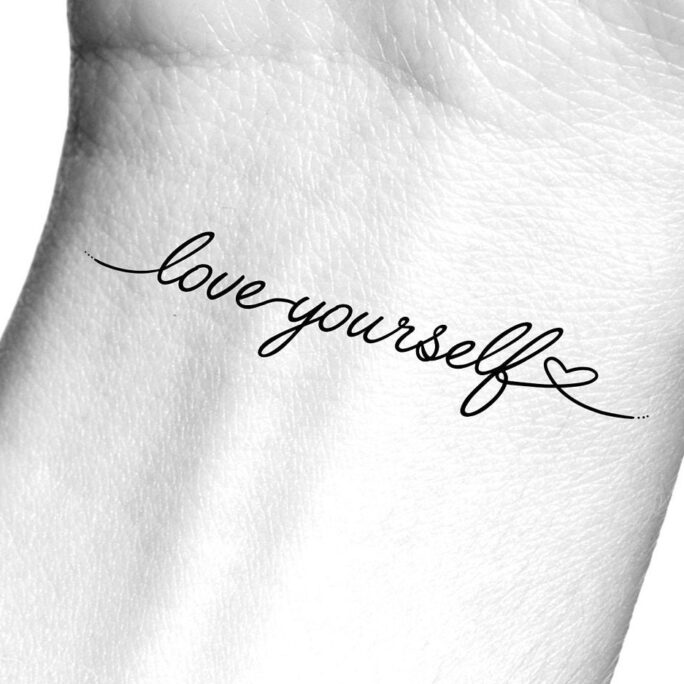 Love Yourself Heart Temporary Tattoo