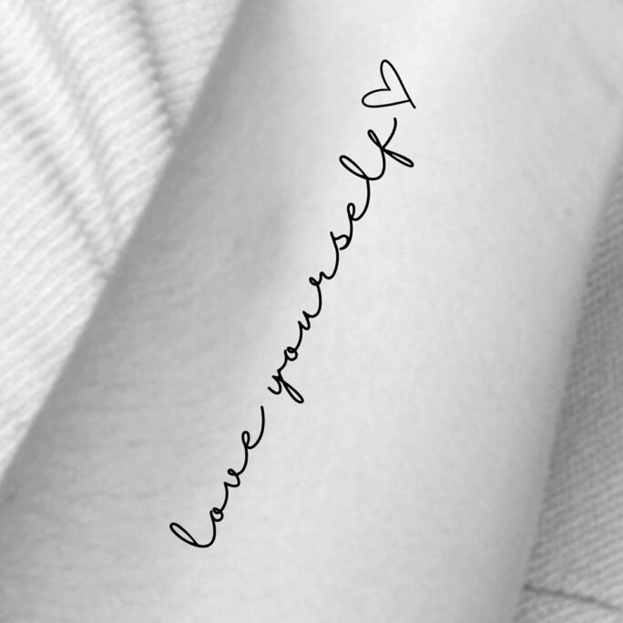 Love Yourself Heart Temporary Tattoo