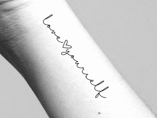 Love Yourself Heart Temporary Tattoo