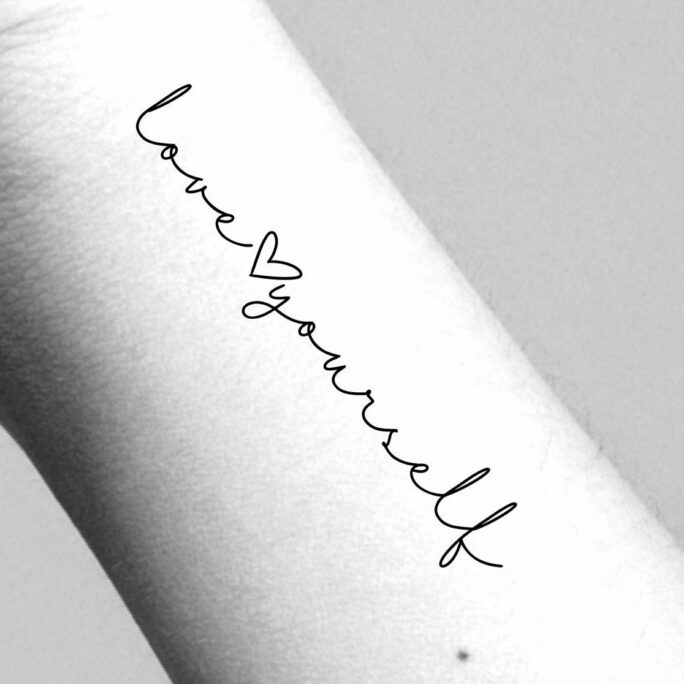 Love Yourself Heart Temporary Tattoo