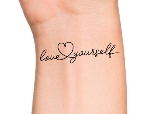 Love Yourself Heart Temporary Tattoo