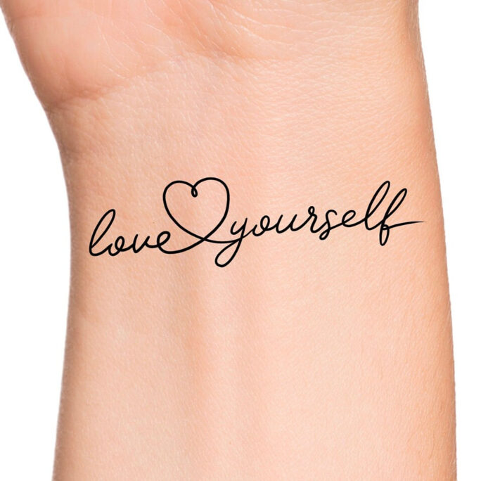 Love Yourself Heart Temporary Tattoo