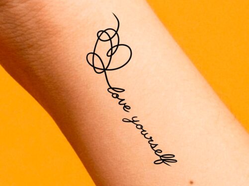 Love Yourself Temporary Tattoo/Heart Tattoo Bts Letters & Words Tattoo/ Love Yourself First