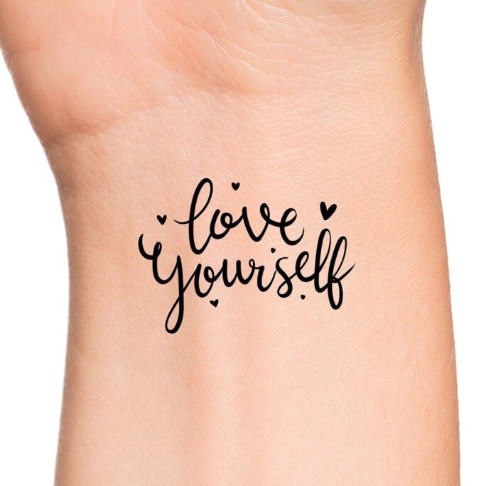 Love Yourself Temporary Tattoo/Hearts Tattoo