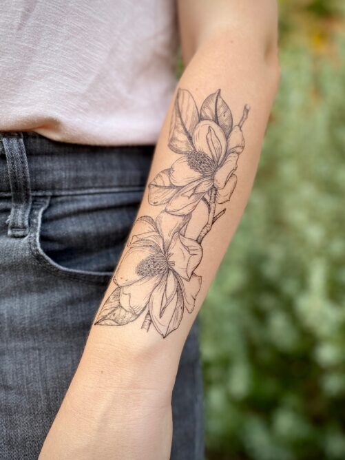 Magnolia Flower Temporary Tattoo, Nature Lover Gift, Stocking Stuffers & Party Favors