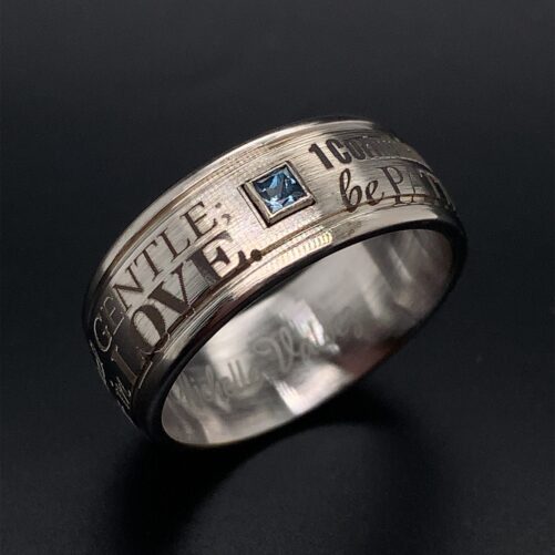 Mens Diamond Ring, Wedding Corinthians Christian Cobalt Band