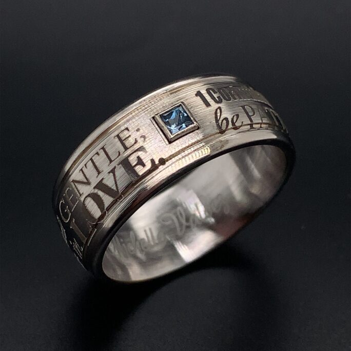 Mens Diamond Ring, Wedding Corinthians Christian Cobalt Band