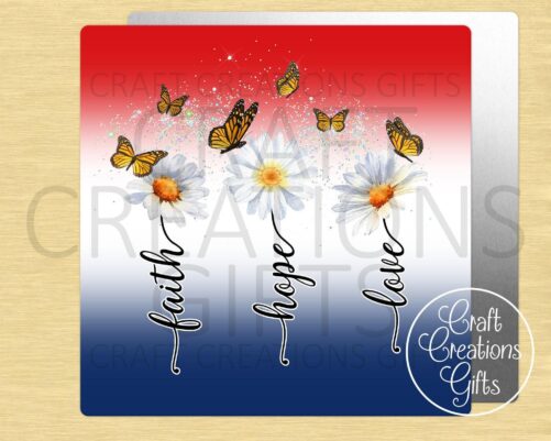 Metal Sign Faith Hope Love Patriotic Tiered Tray Decor Crafts Wreaths