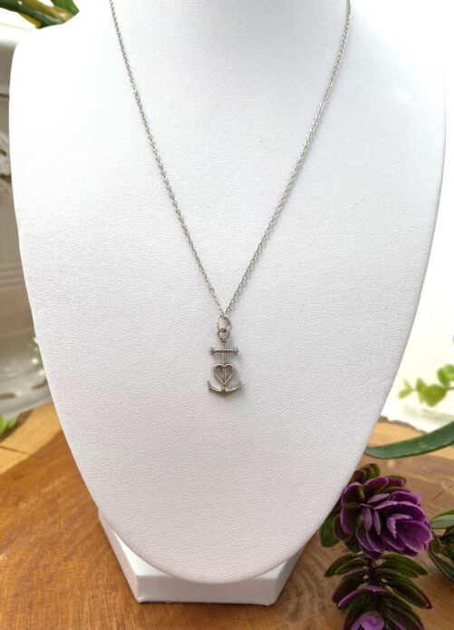 Necklace - Faith Hope Love Sterling Silver Heart Cross Anchor Charm, Catholic Jewelry, Christian Chain