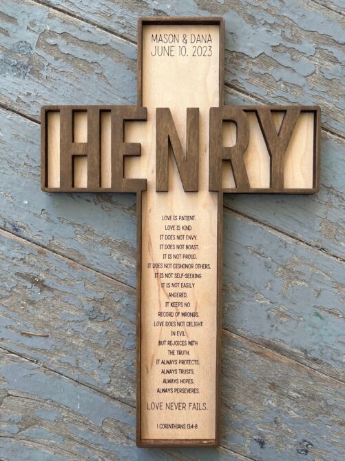 Personalized Wedding Cross, Custom Gift, Love Is Patient Cross