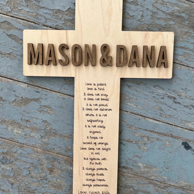 Personalized Wedding Cross, Custom Gift, Love Is Patient Cross