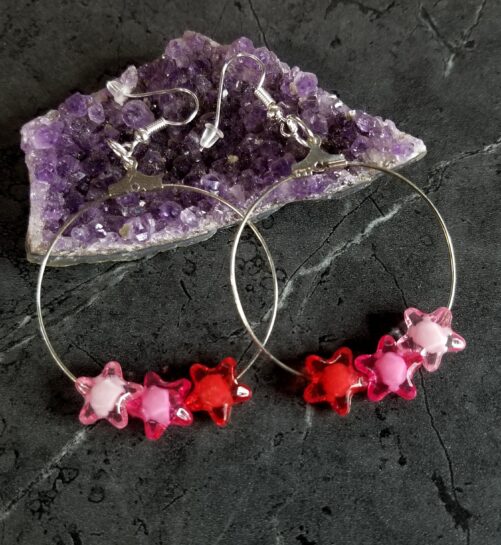 Pink Red Jelly Unisex Love Earrings Lightweight Free Shipping Mtcoffinz