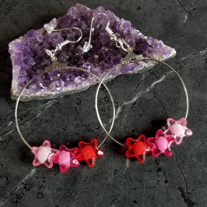 Pink Red Jelly Unisex Love Earrings Lightweight Free Shipping Mtcoffinz
