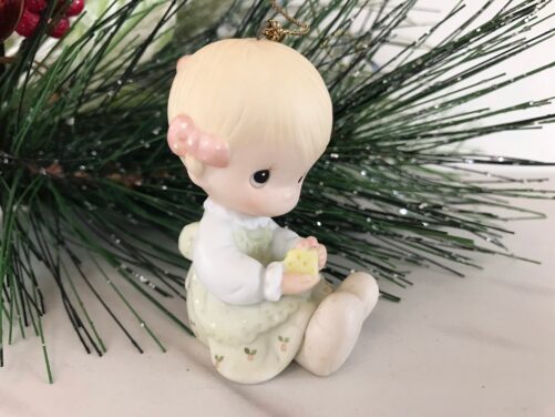 Precious Moments "Love Is Kind" 1984 Porcelain Bisque Ornament Enesco Jonathan & David Stamped & Dated On Bottom Only