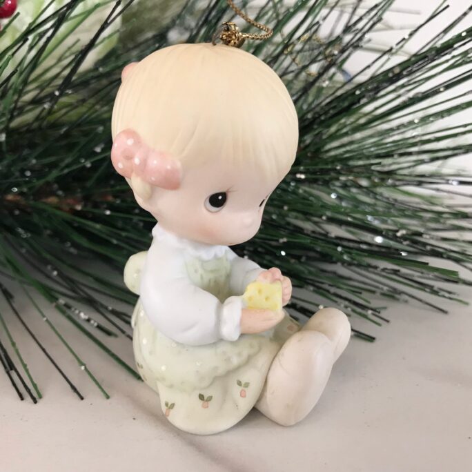 Precious Moments "Love Is Kind" 1984 Porcelain Bisque Ornament Enesco Jonathan & David Stamped & Dated On Bottom Only