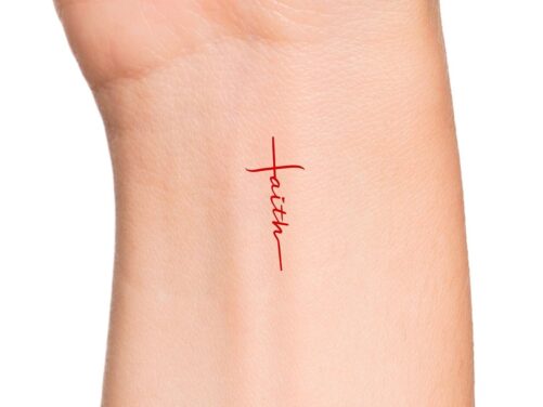 Red Faith Cross Temporary Tattoo/Religious Tattoo