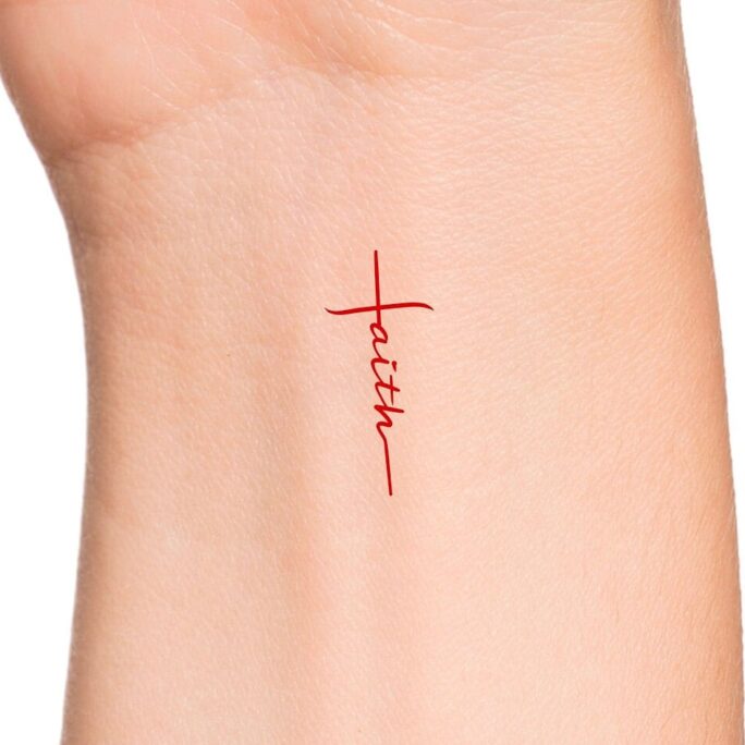 Red Faith Cross Temporary Tattoo/Religious Tattoo