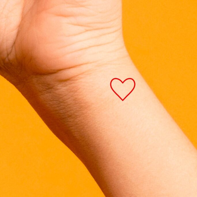 Red Heart Temporary Tattoo/Small Heart Outline Tattoo Love