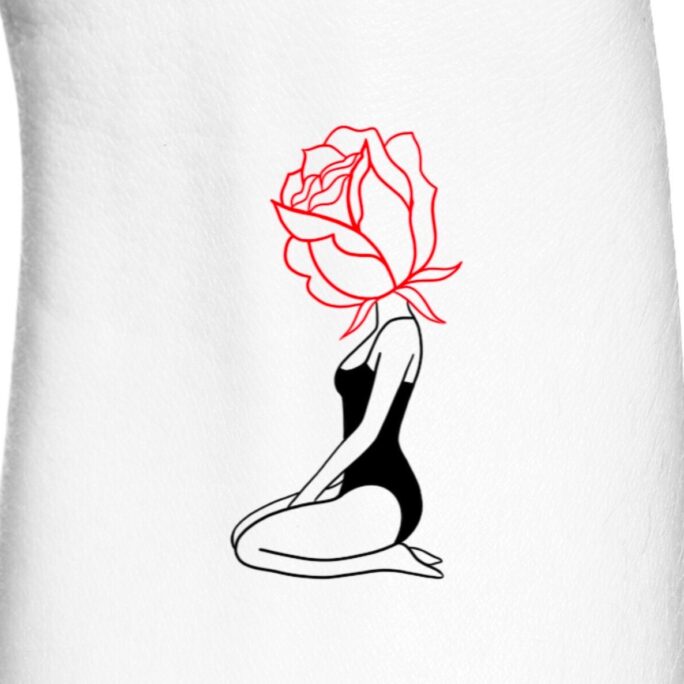 Red Rose Floral Woman Self Love Temporary Tattoo