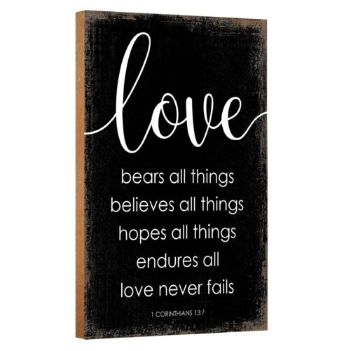 Shelf Décor | Love Never Fails Wedding Signs Christian Gifts Housewarming Gift Bible Verse Wall Art Farmhouse Sign Rustic