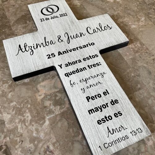 Spanish Wedding Or Anniversary Cross | Personalized Gifts 1 Corinthians Gift For Parents Custom Colors Wood Wall