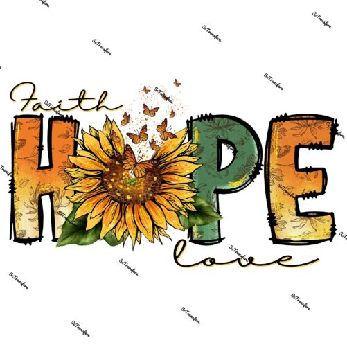 Sublimation Transfer/Ready To Press Heat Faith Hope Love Design