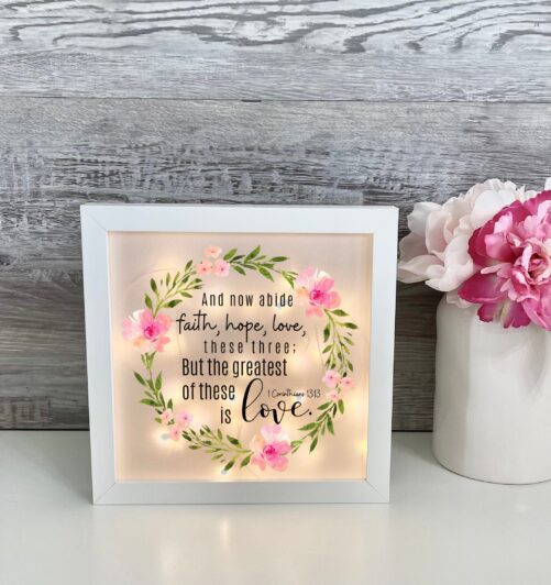 The Greatest Of These Is Love, Corinthians 1313, Keepsake Shadow Box, Remembrance Religious Gift, Memorial Memory Frame