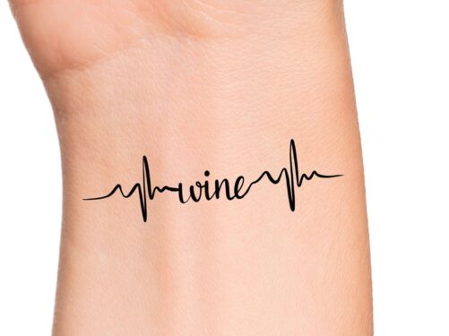 Wine Heartbeat Temporary Tattoo/Wine Tattoo Ekg Love Temp