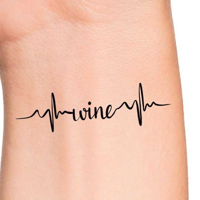 Wine Heartbeat Temporary Tattoo/Wine Tattoo Ekg Love Temp