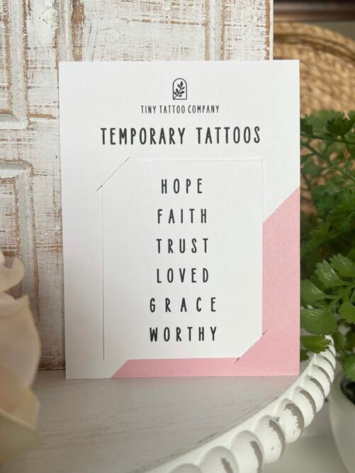 Word Set Temporary Tattoos | Hope Faith Trust Loved Grace Worthy Words Of Affirmation Minimalist Tattoo