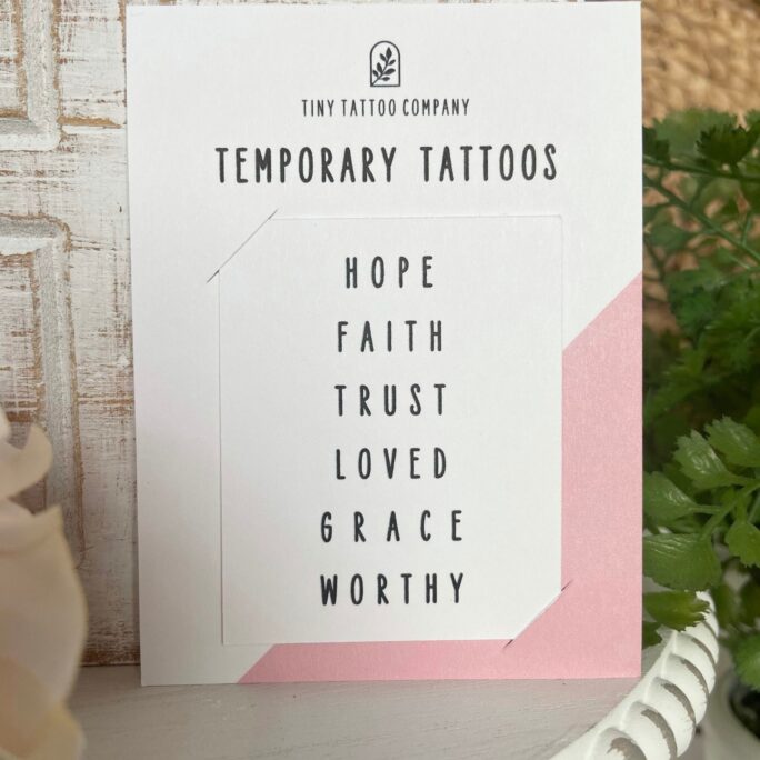 Word Set Temporary Tattoos | Hope Faith Trust Loved Grace Worthy Words Of Affirmation Minimalist Tattoo