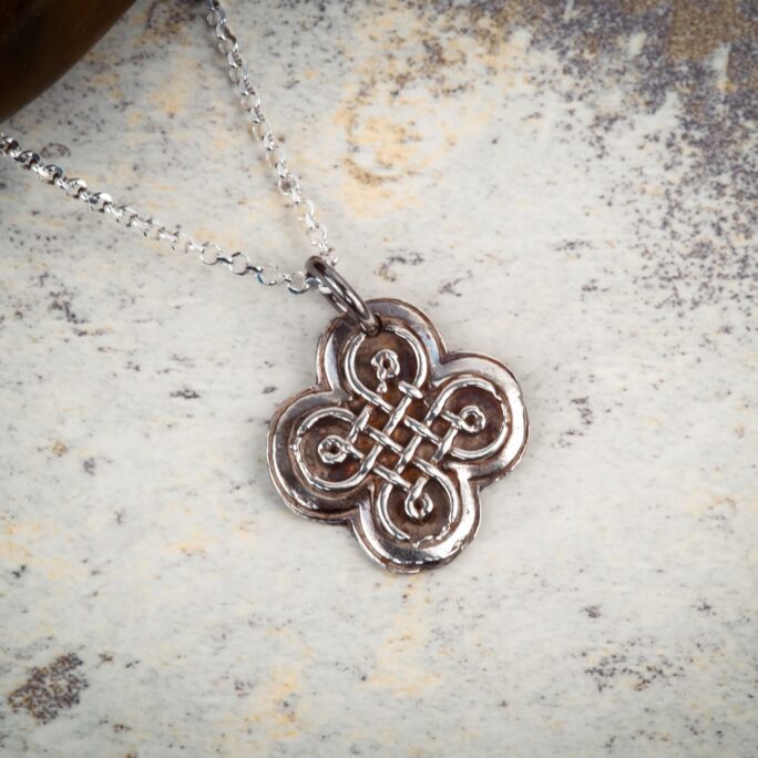 sterling Silver Celtic Clover Pendant Necklace On 18/20 Inch Chain With Lobster Clasp